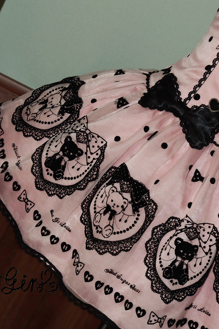 Sugar Bear - Halterneck Sleeveless Embroidered Bow Sweet Lolita Dress - image 12