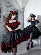 Red Black Gothic Underbust JSK and Off Shoulder Blouse Set - image 8