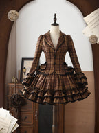 Chris's Notes - Old School Lolita Plaid Coat Set, Tiered Skirt - image 3