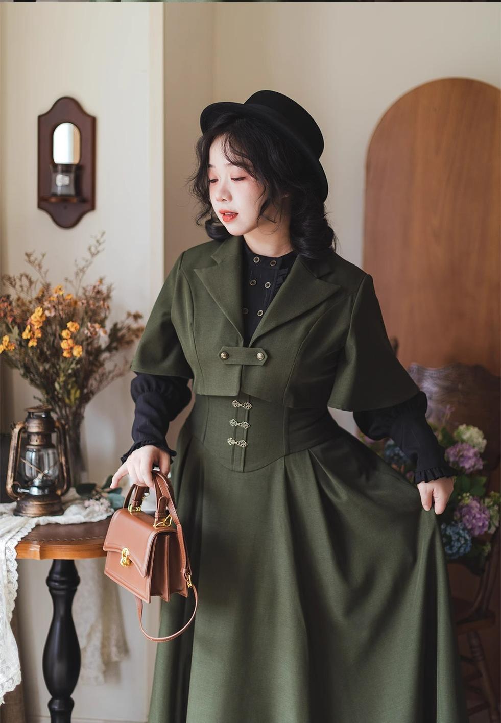 Vintage Lolita Fishbone Halter Skirt and Autumn Jacket - image 47