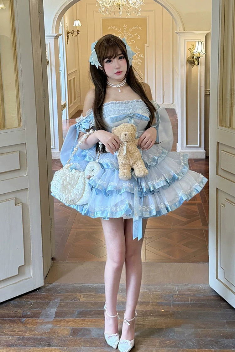 Princess Ribbon - Off Shoulder Triple-Layered Ruffle Bowknot Sweet Lolita Dress - image 4