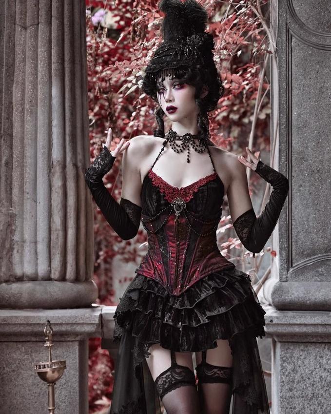Duchess - Velvet Gothic Lolita Dress, Corset & Skirt - image 5