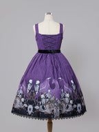 Purple Skeleton and Cross Print Gothic Lolita JSK - image 5