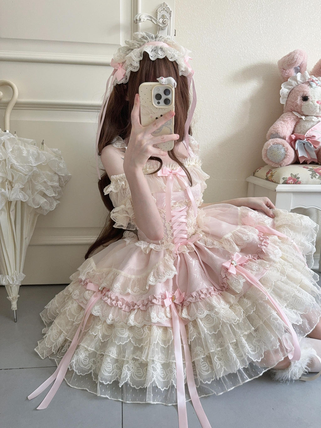 Ribbons of Love Sweet Lolita Tiered JSK Dress - image 14