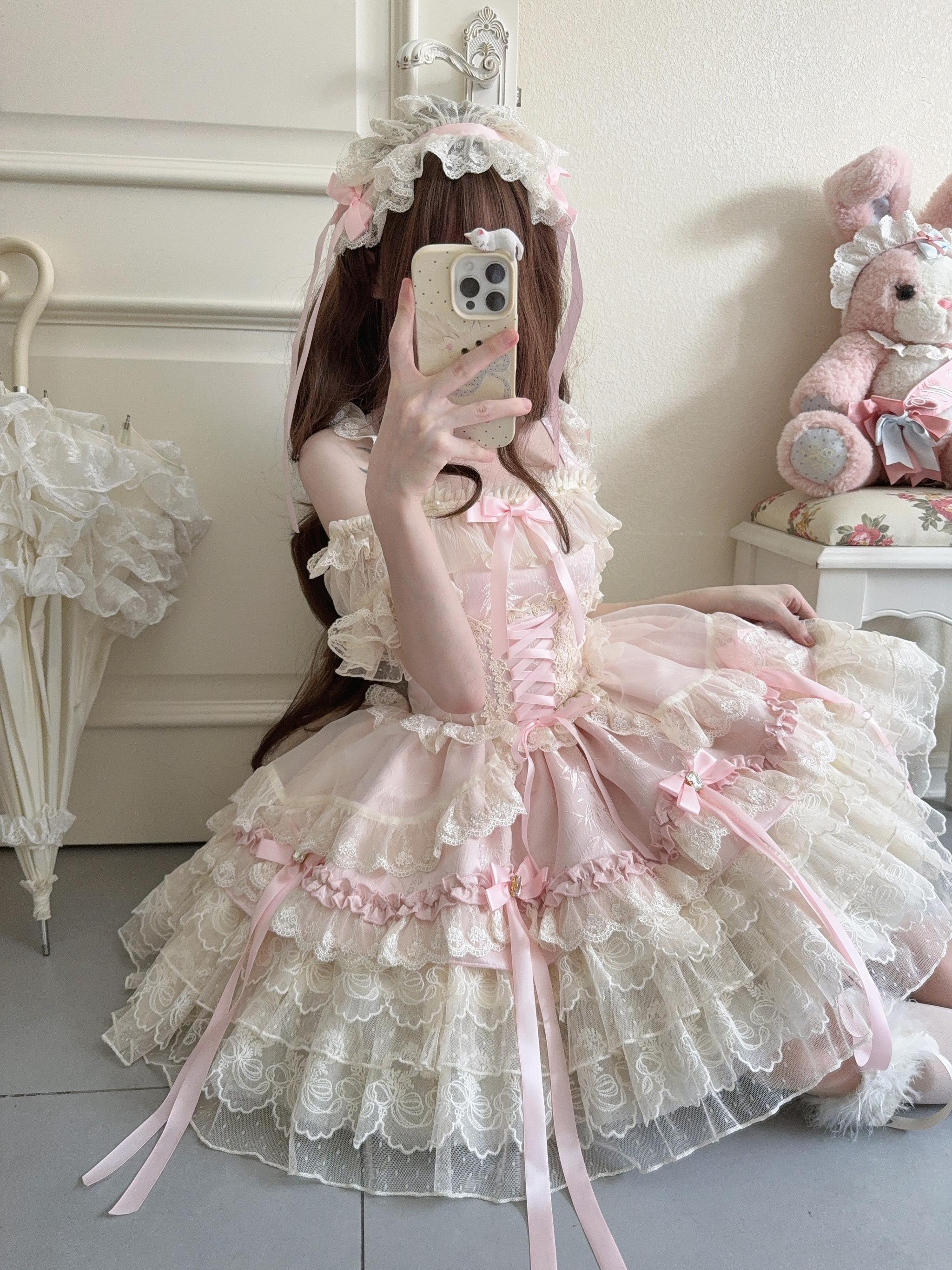 Ribbons of Love Sweet Lolita Tiered JSK Dress - image 14