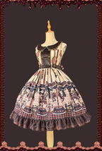 Chocolate Carousel - Peter Pan Collar Old School Lolita JSK Dress, Carousel Print and Accessories - image 8
