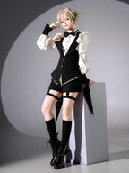 Gothic Tailcoat Waistcoat with Pompoms and Back Lacing - Shi Zhi Mao - image 9
