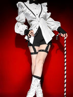 Crisp White Ruffled Shirt with Bow Tie for Ouji - Shi Zhi Mao - image 10