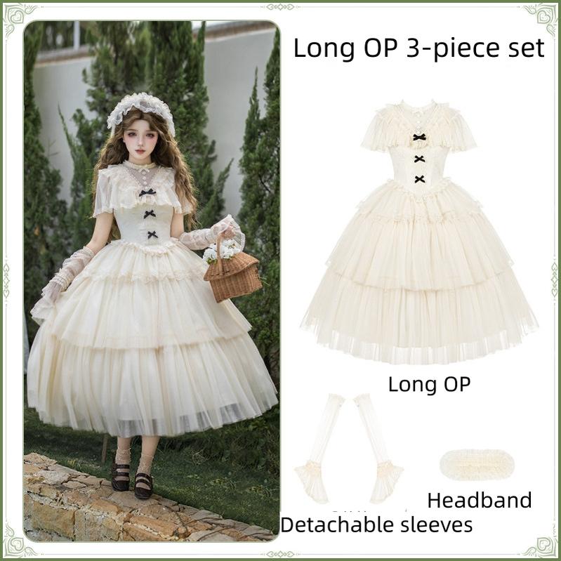 White Mist Promise - Classic Lolita Corset OP Set, Edwardian Collar & Tiered Hem - image 32