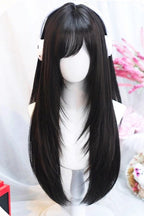 Sweet Side Bangs Lolita Long Straight Wig 2 Colors - image 3