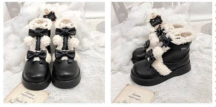 Furry Bear - Winter Cute Lolita Short Snow Boots - image 23