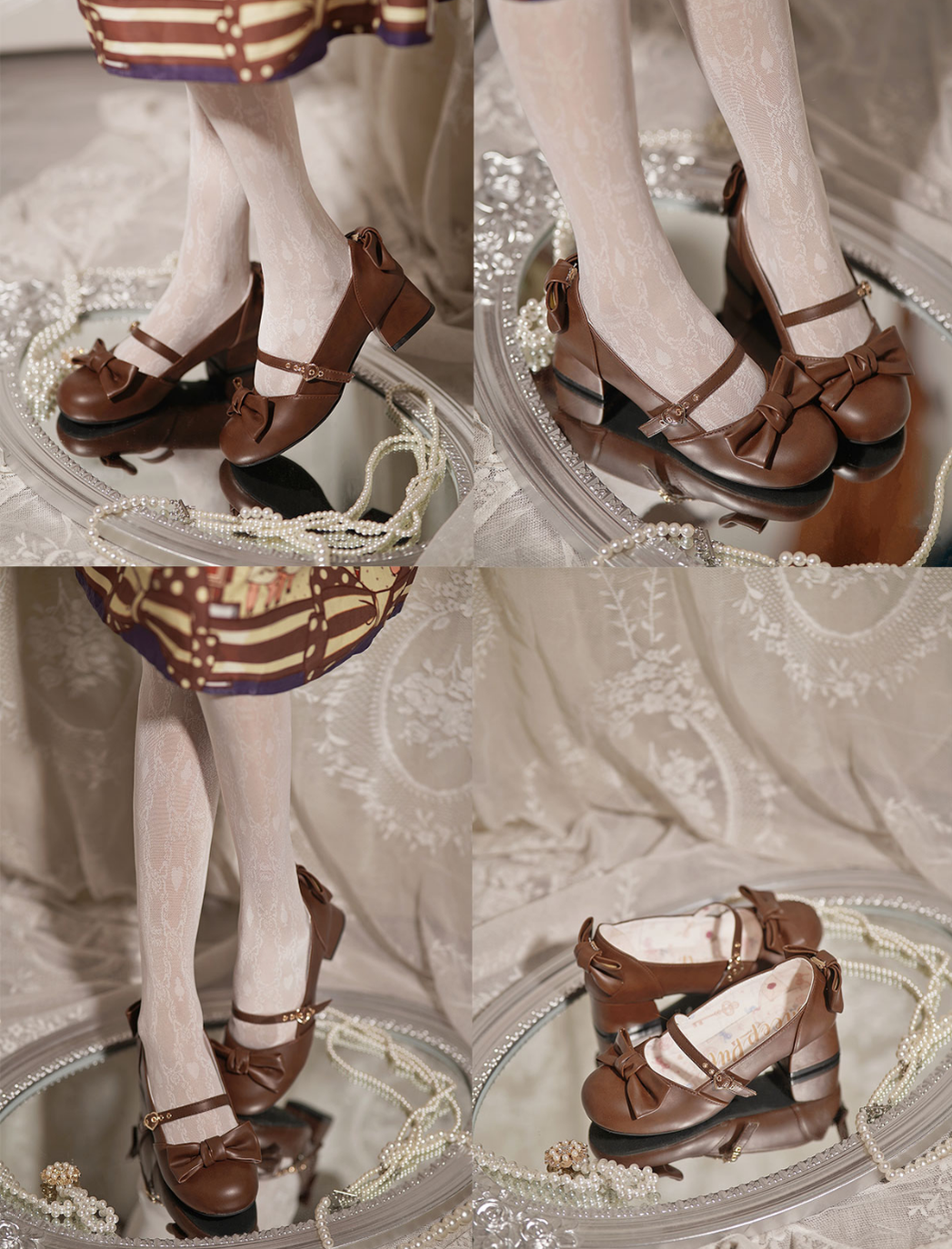 Elegant Lolita Bownot Retro High Heel Shoes - image 34