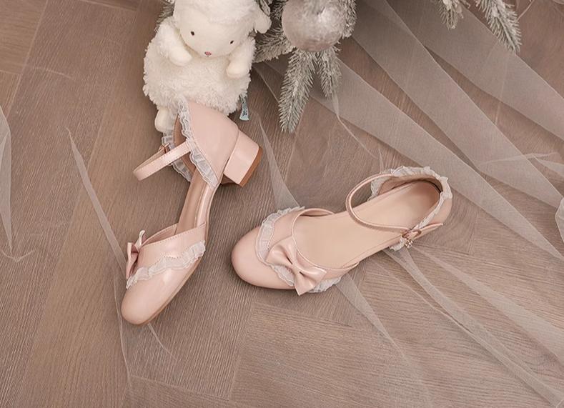 Bow-Tie Sweet Lolita Low Chunky Heel Sandals - image 11