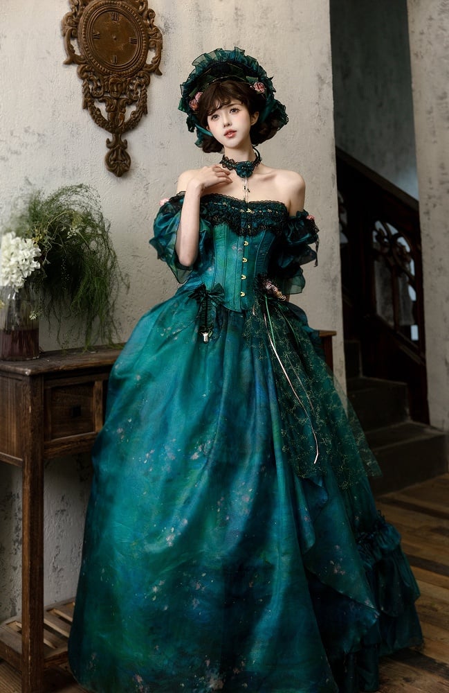 Green Forest Fairy Oil Painting Lolita Skirt - image 8