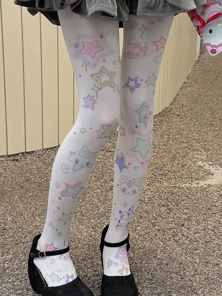 Sweet Star Print Lolita Tights - image 5