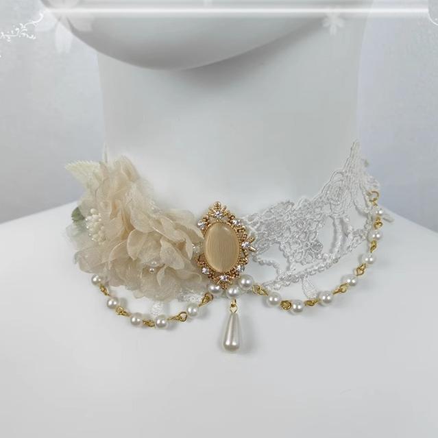 Elegant Lolita Rose Gemstone Pearl Necklace - image 4
