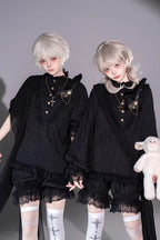 Black Gothic Ouji Lolita Top, Shorts and Scarf Set in 2 Sleeve Versions - image 7