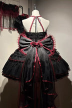 Layered Poem - Halterneck Sleeveless Multi-Layered Jacquard Bride Bow Lace Gothic Lolita Dress - image 5