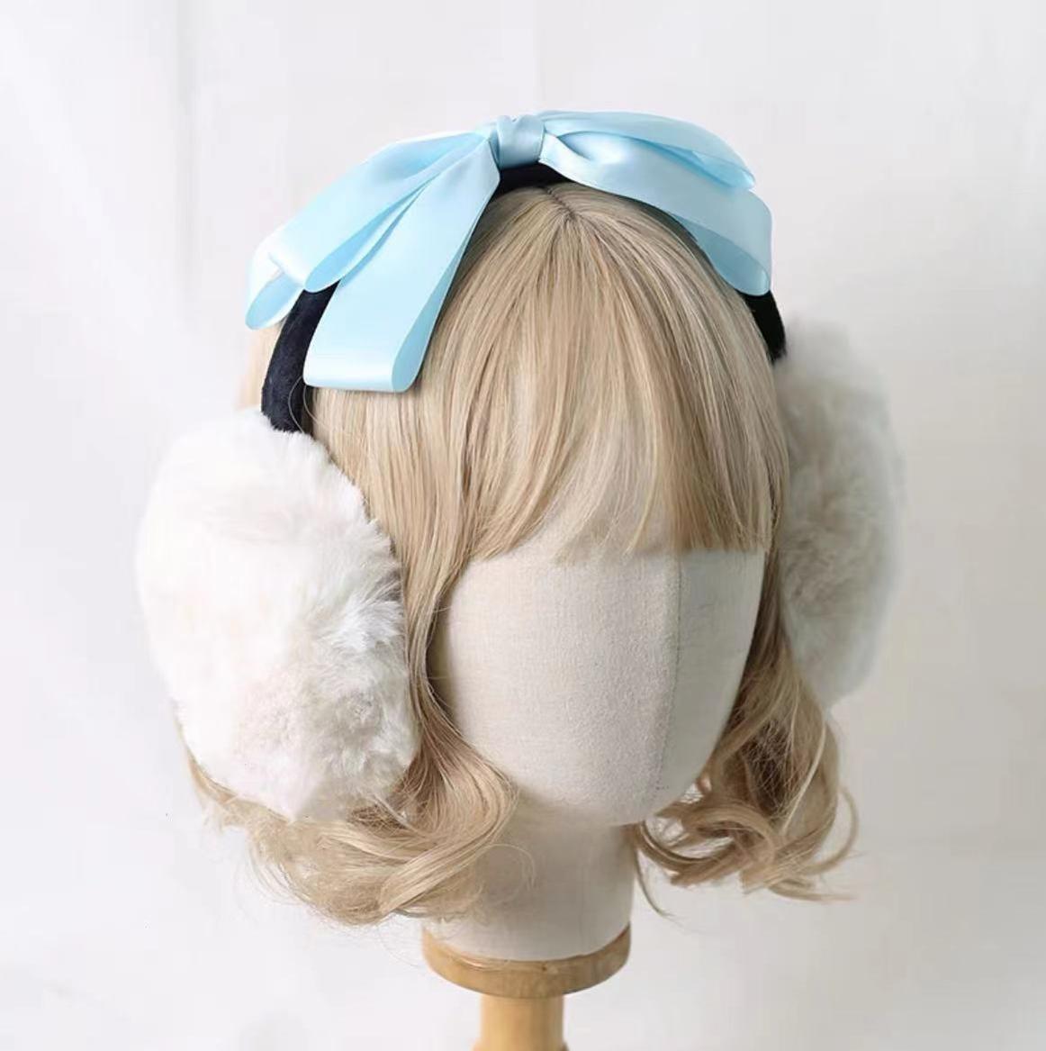 Winter Lolita Bow Plush Earmuffs - image 8