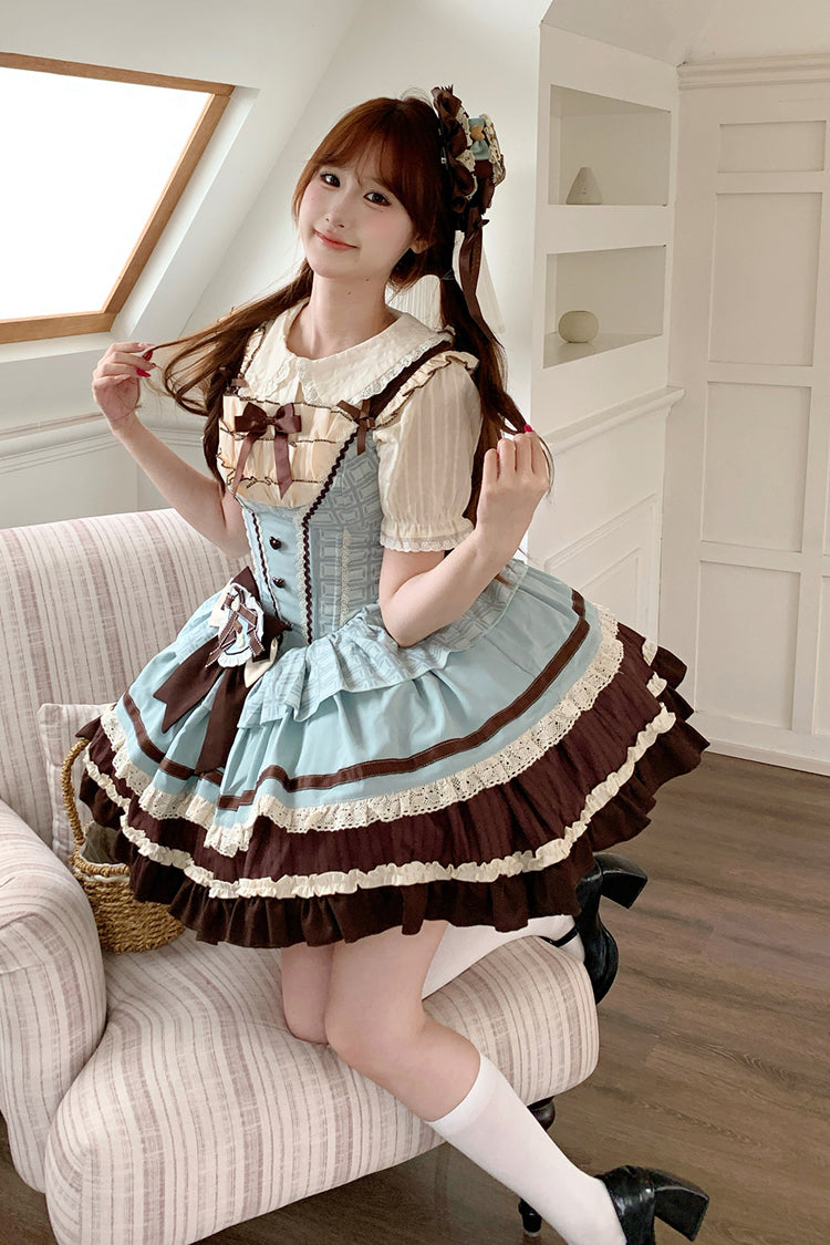 Mint Chocolate Sweet Lolita JSK Dress in Green and Brown - image 15