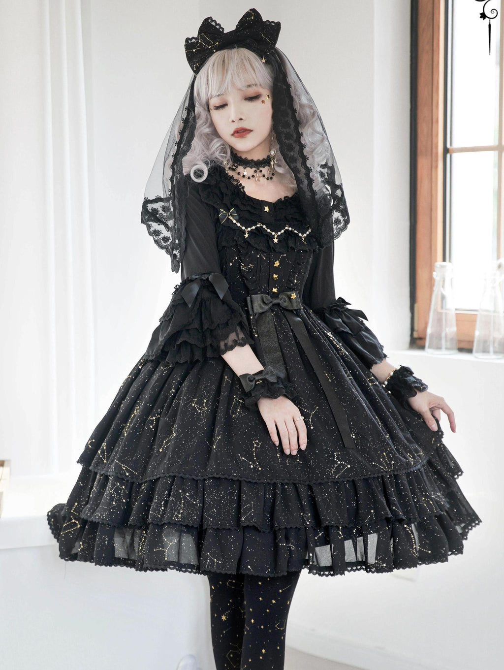 The Whisper of Stars - Gothic Constellation Lolita JSK & Accessories — source image 10