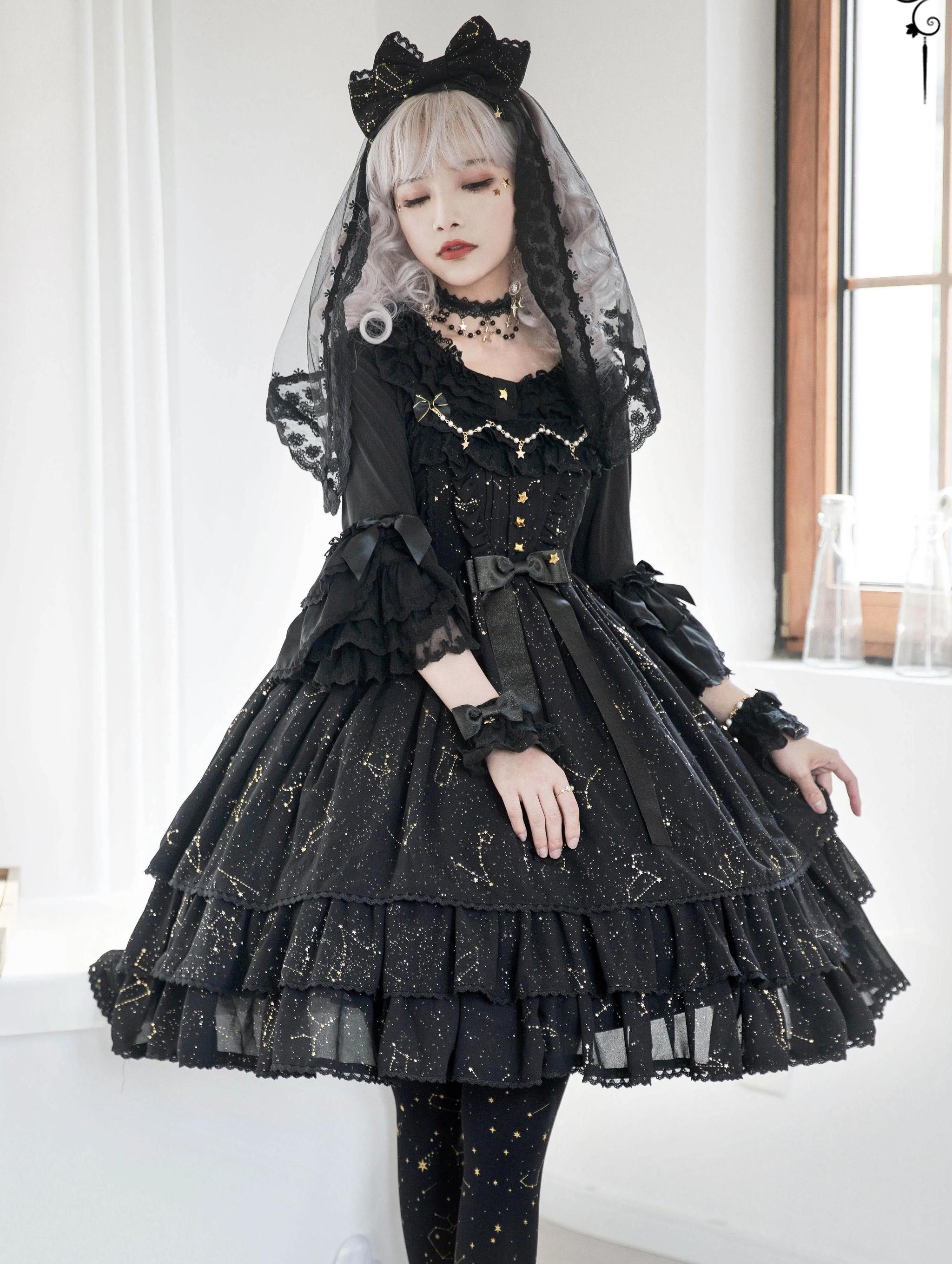 The Whisper of Stars - Gothic Constellation Lolita JSK & Accessories — source image 10