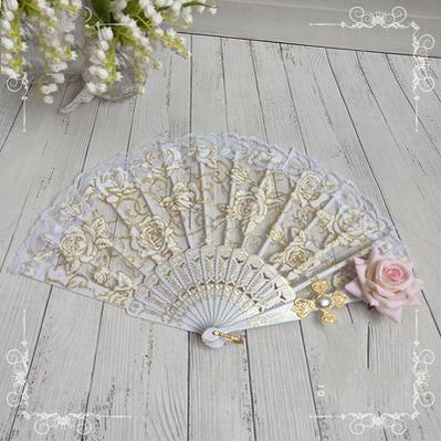 Gothic Lolita Lace Folding Fan with Rose and Sun Options - image 5