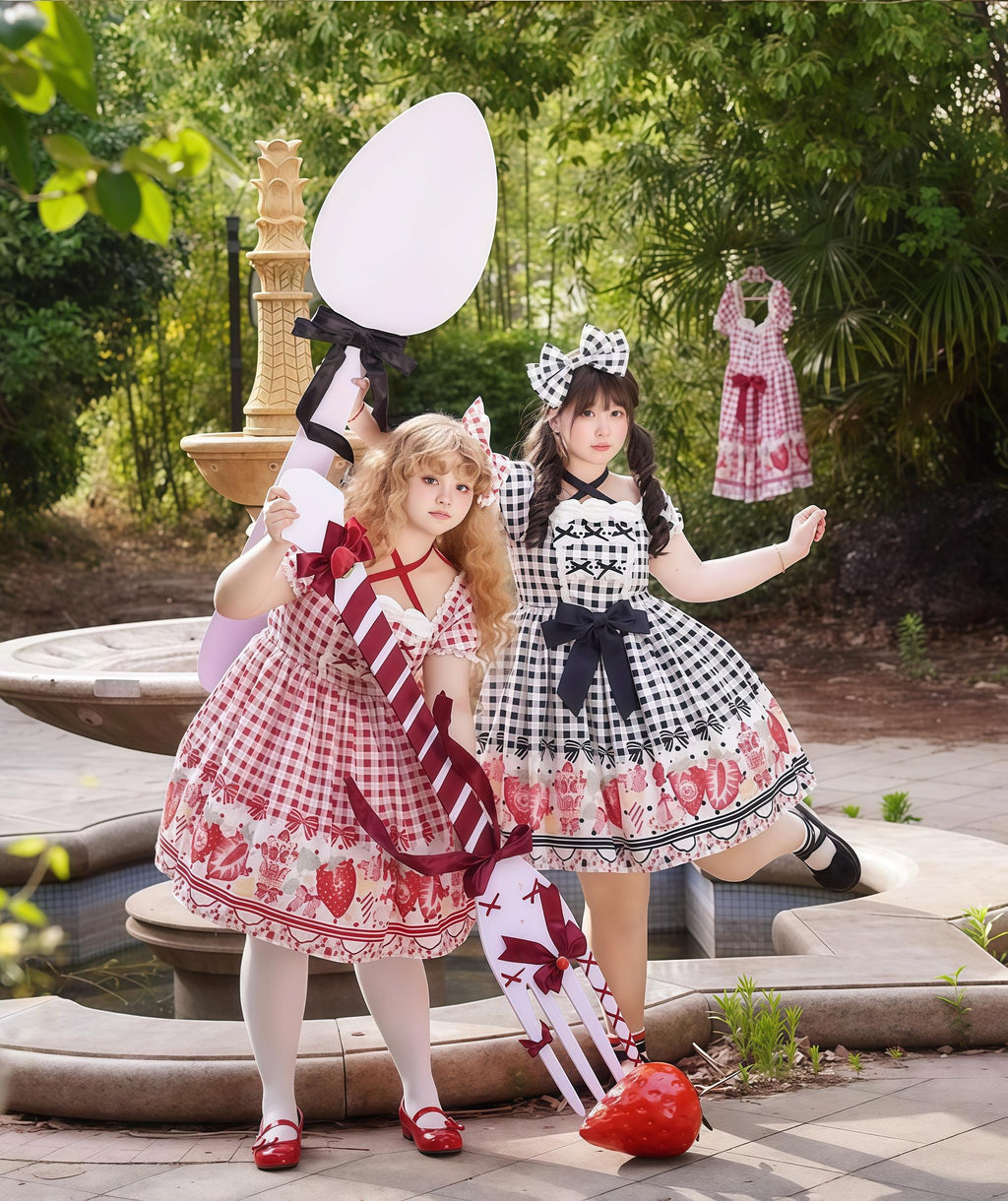 Gingham Strawberry - Plus Size Country Lolita OP Dress - image 2