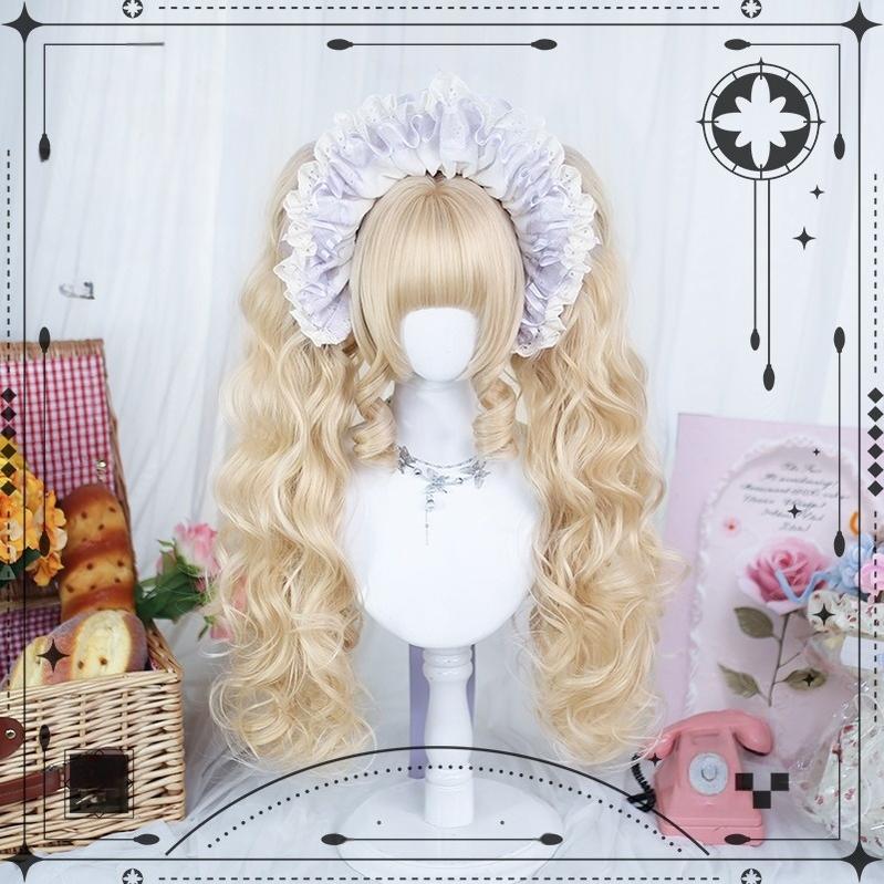 Blonde Sweet Lolita Wig With Roman Roll & Double Ponytails - image 1