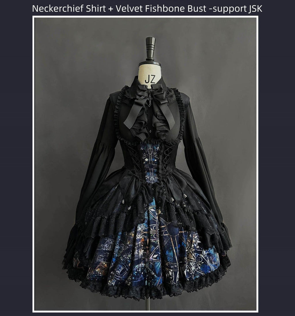 Night Traveler - Classic Gothic Lolita Dress with Stained Glass Window Print - image 18