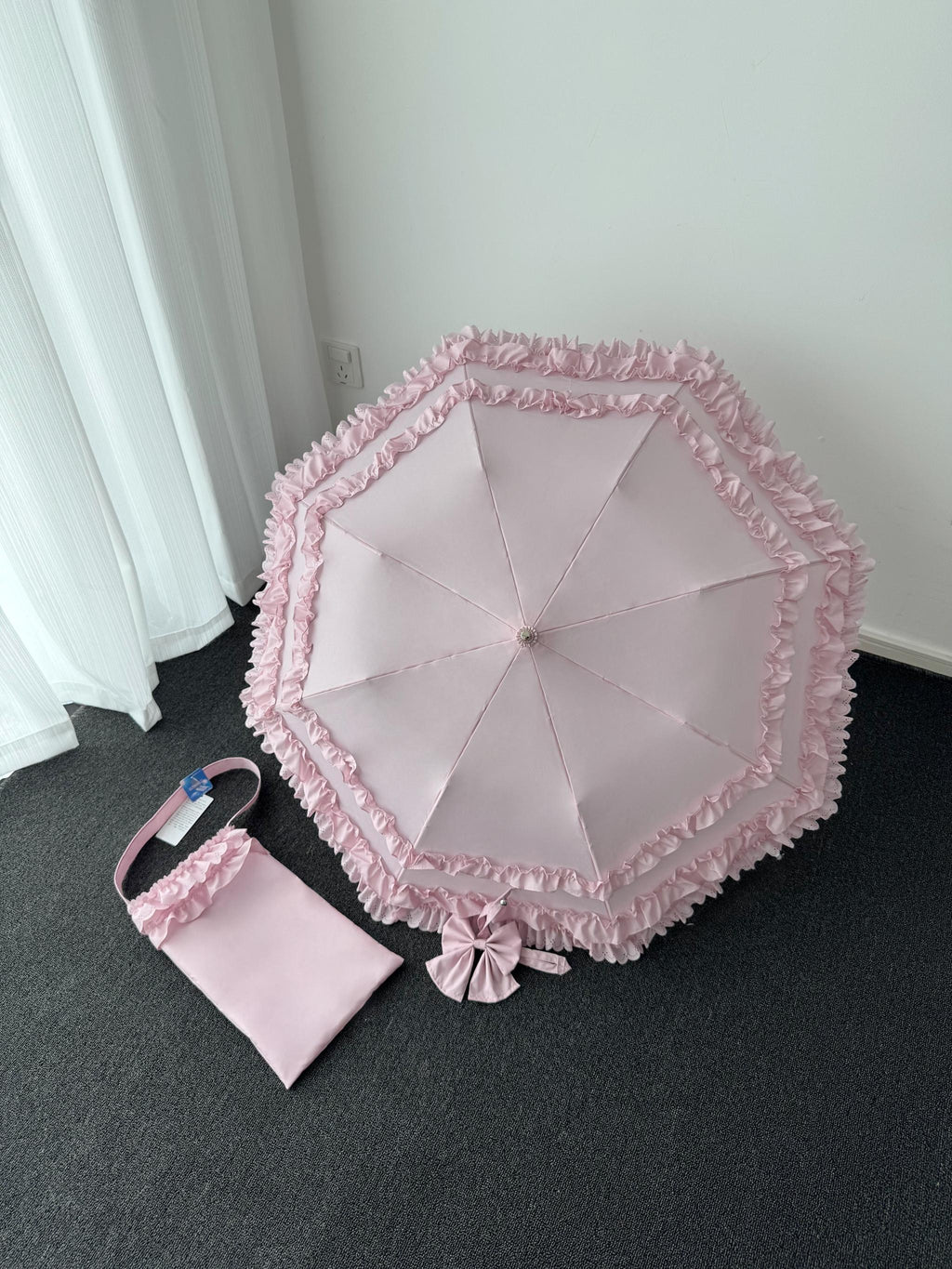 Raven and Lace Classic Lolita Foldable Ruffle Parasol - image 1