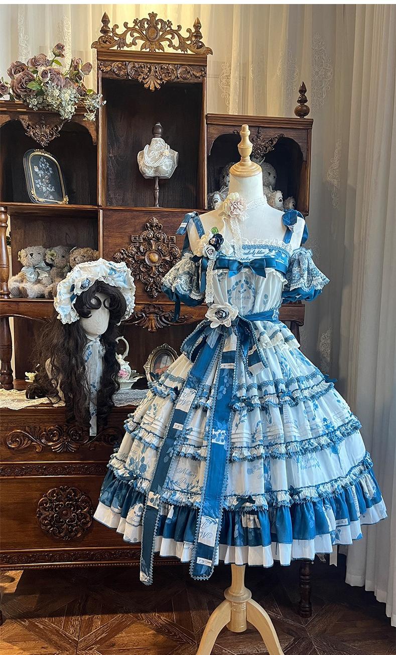 Mulberry Poetry Collection - Plus Size Lolita Printed Top & Skirt Set with Embroidery - image 1