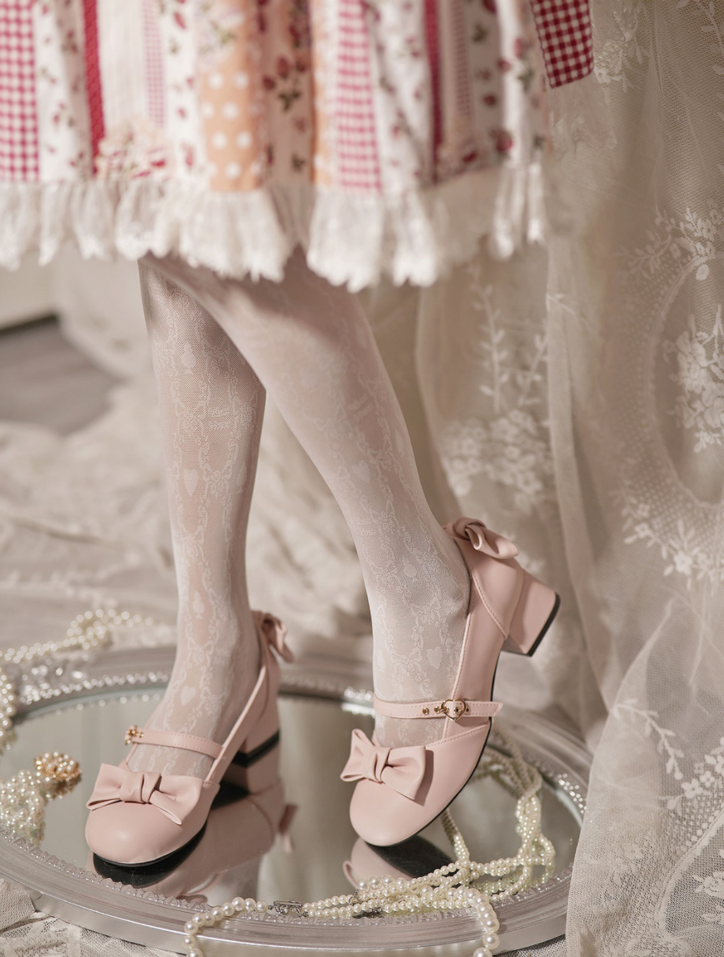 Elegant Lolita Bownot Retro High Heel Shoes - image 23