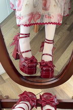 Puff Party - Elegant Lolita Chunky Heel Shoes with Bows and Straps - image 21