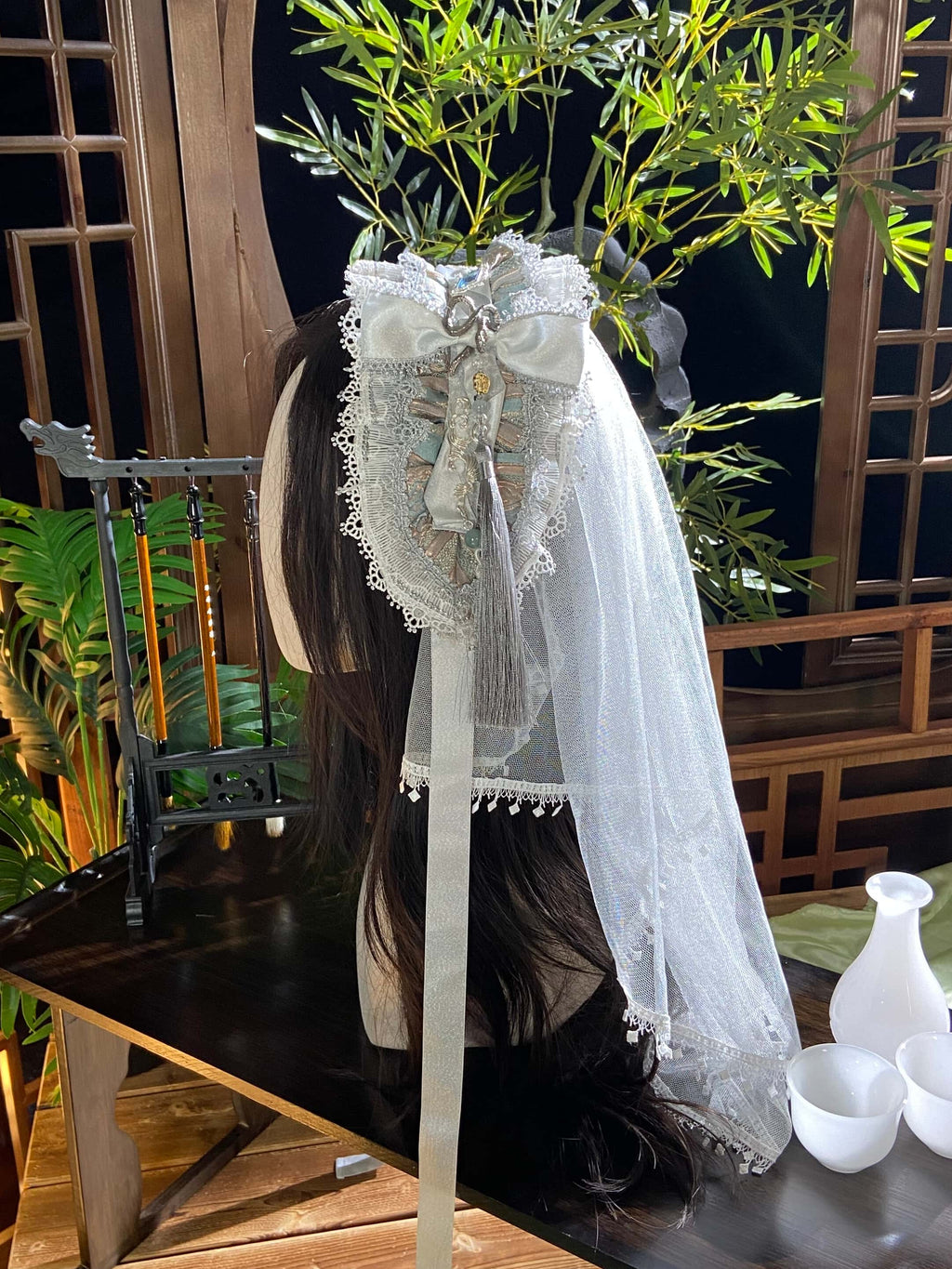 Candle Dragon Spirit - Fantasy White-Silver Lolita JSK Set - image 16