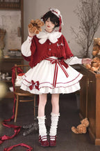 Red Vow - Sweet Lolita Long-Sleeve OP Dress in Red & White - image 12