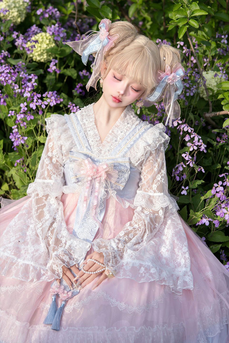 Peach Blossoms in Spring Fields - Qi Lolita JSK Dress in 3 Colors - image 12