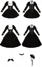 Apocalypse - Gothic Lolita Velvet OP Dress Set, Fishbone Waist - image 30