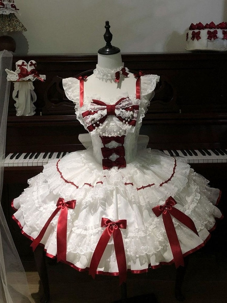 Red and White Lace-Bow Sweet Lolita JSK - image 1