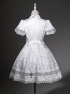 White Lily Embroidery Lace Gothic Lolita Dress - image 2