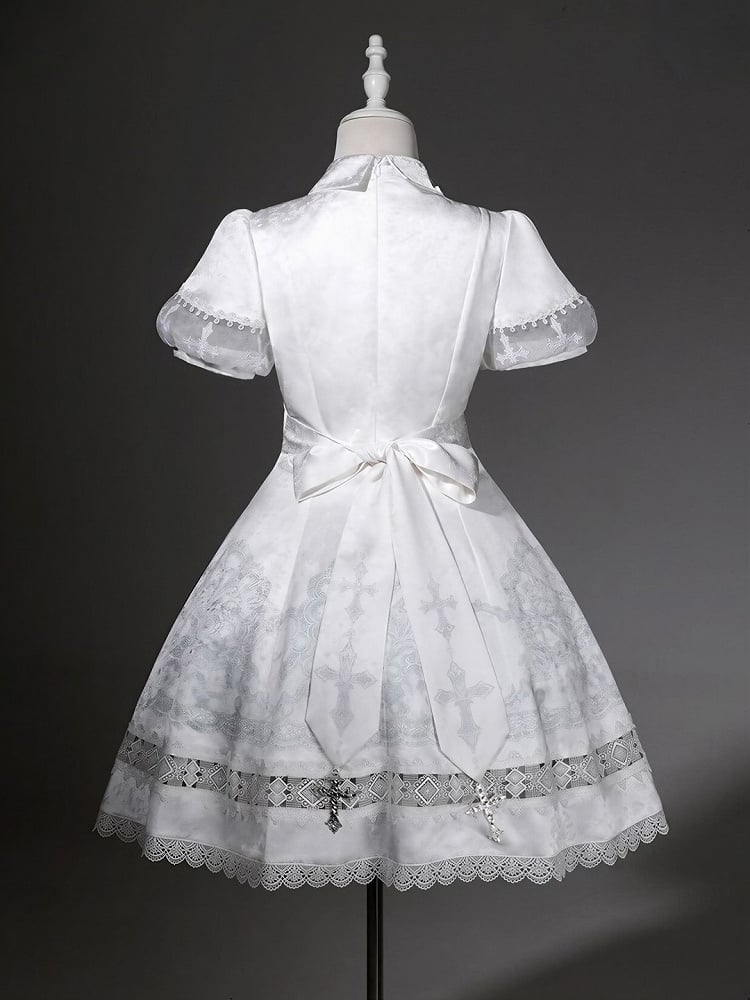 White Lily Embroidery Lace Gothic Lolita Dress - image 2