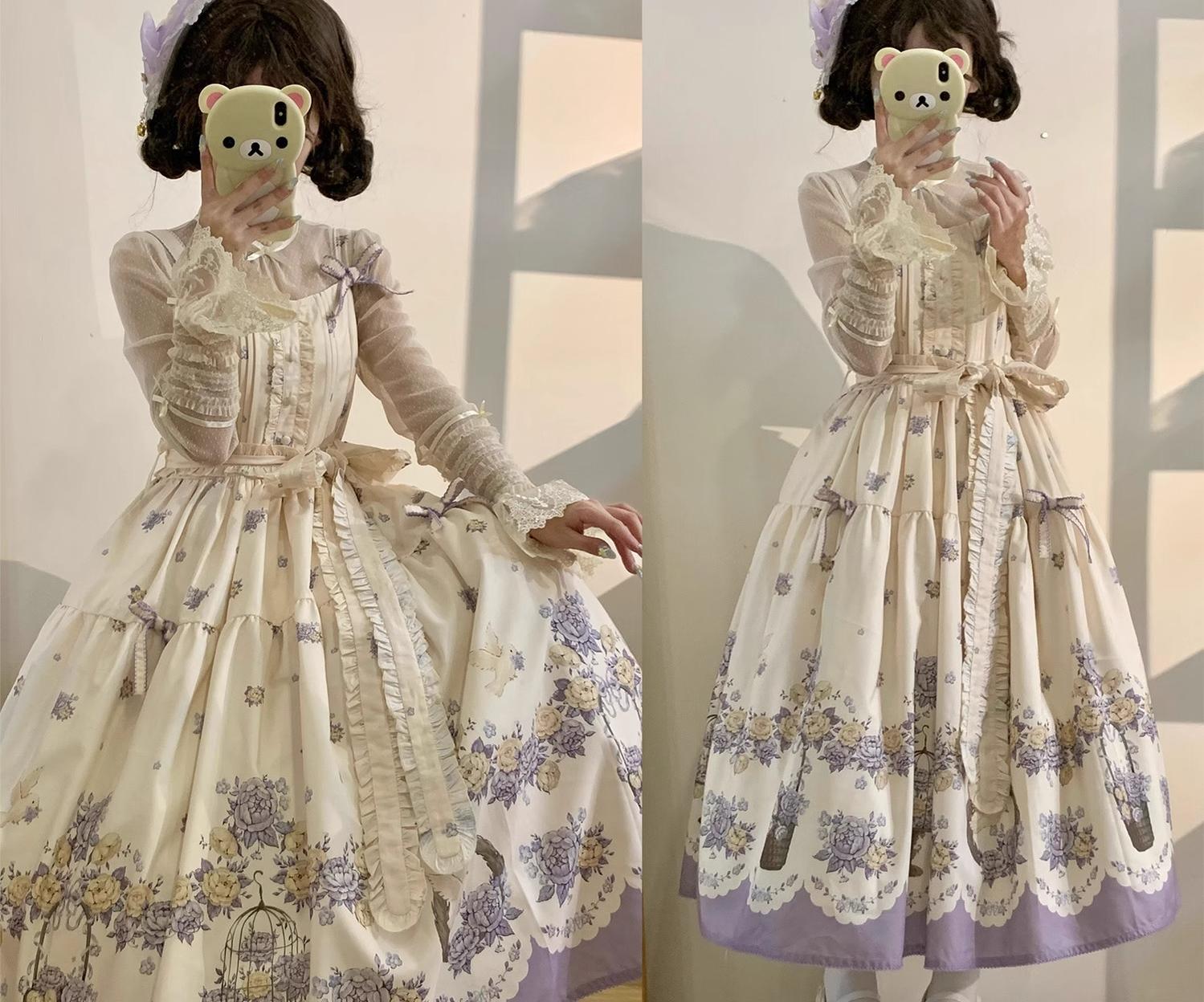 Floral and Bird Series - Classic Lolita JSK Dress, Floral Print - image 38