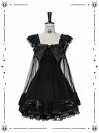 Black Gothic Lace Flutter-Sleeve Lolita JSK Dress - image 1