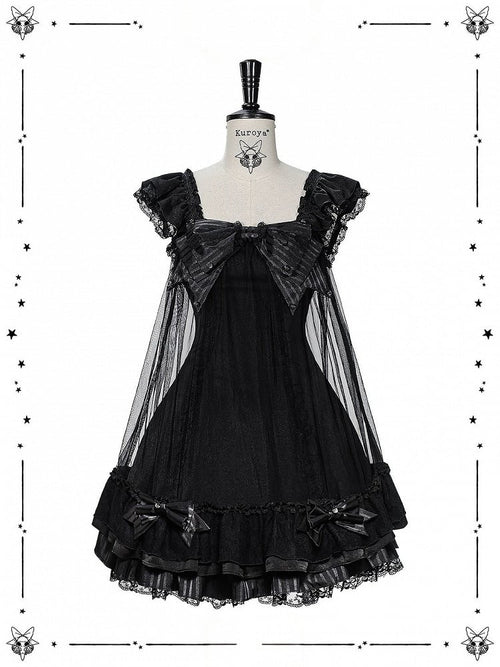 Black Gothic Lace Flutter-Sleeve Lolita JSK Dress - image 1