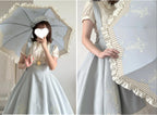 Lyre Academy - Classic Lolita 2-Fold Parasol, Lyre Print and Embroidered Trim - image 16