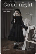 Goodnight Black Gothic Lolita OP Dress with Round Cape Collar - image 8