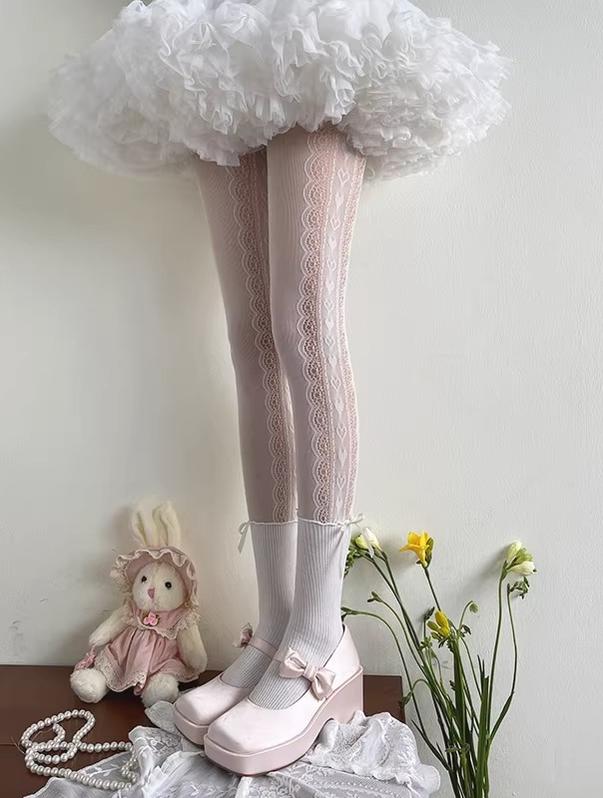 Sweet Lace Patchwork Lolita Pantyhose - image 1