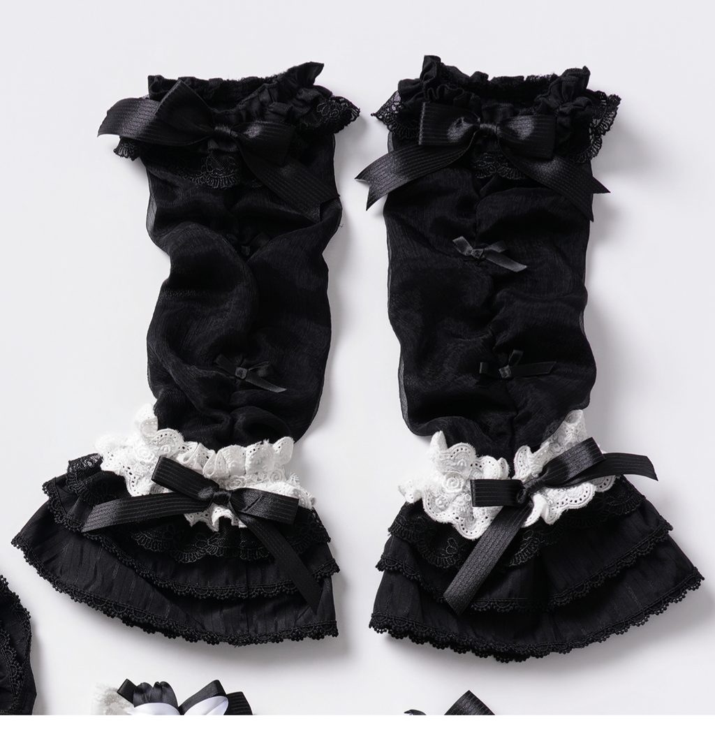 Lily Doll - Gothic Lolita Black White Contrast JSK Dress with Ruffles and Accessories - image 5