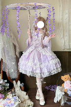 Spring Waters Reflecting Pear Blossoms - Ruffled Embroidered Open-Front Bow Lace Sweet Lolita JSK Dress - image 2
