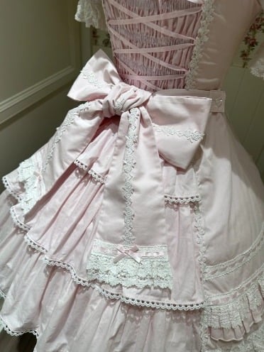Snowy Pink Cotton JSK Dress with Ruffle Edging - image 5